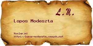 Lopos Modeszta névjegykártya